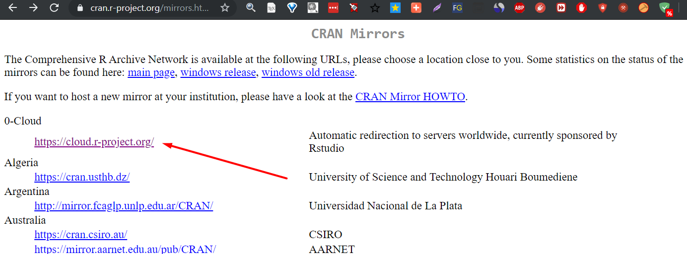 Fig. 6: List of CRAN mirrors