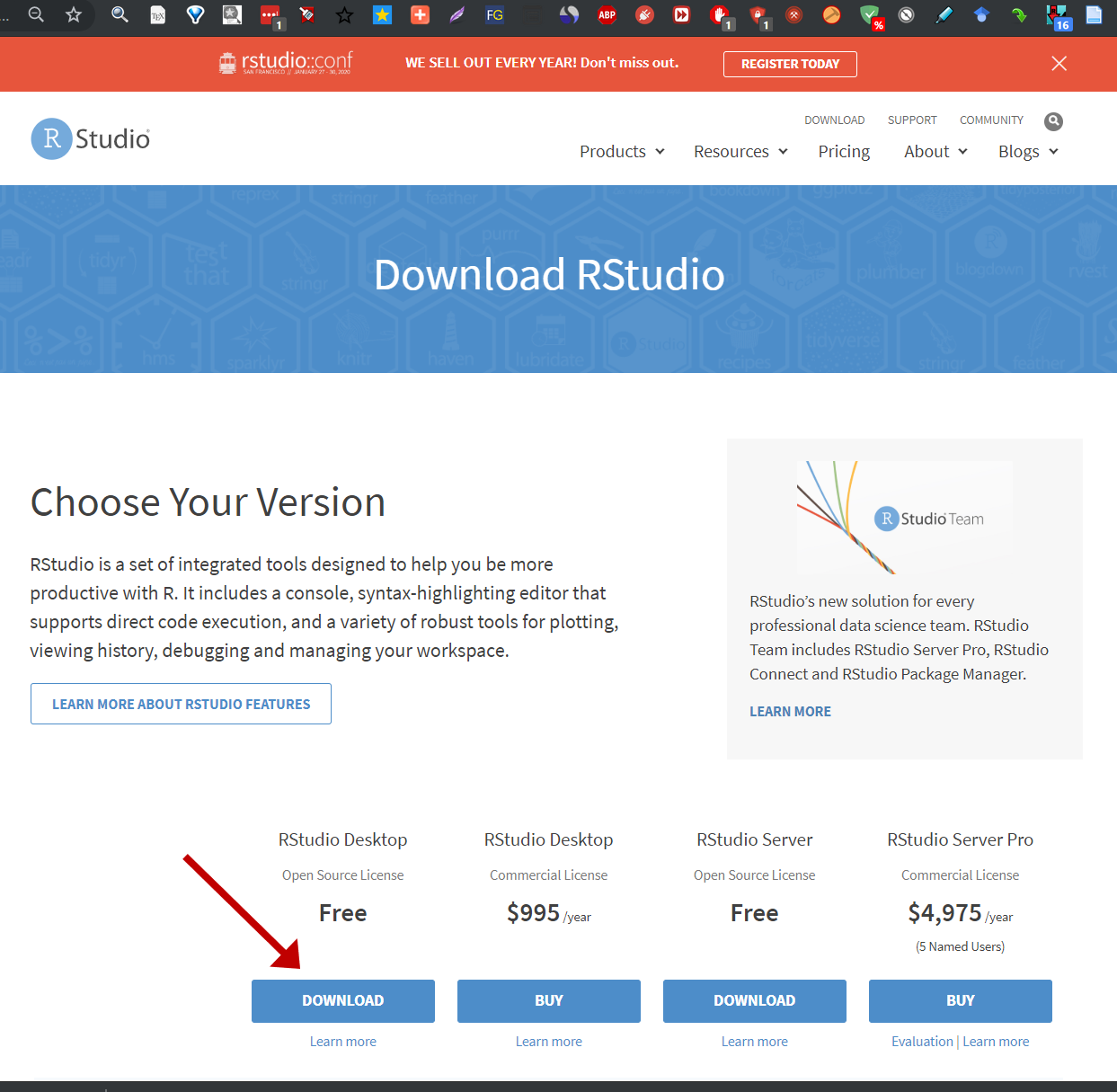 Fig. 9: RStudio download page